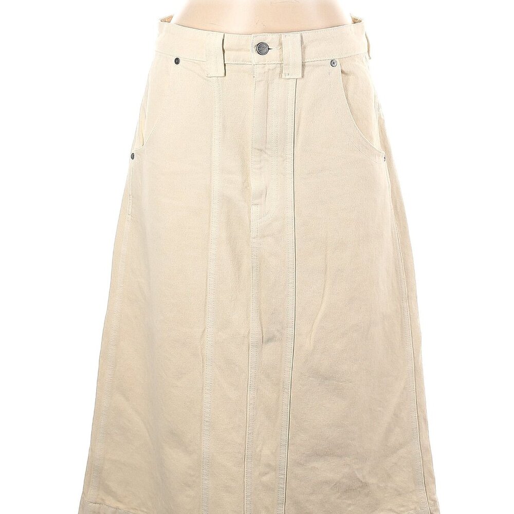 Khaite A-line Off-White Denim Midi Length Skirt Size 30